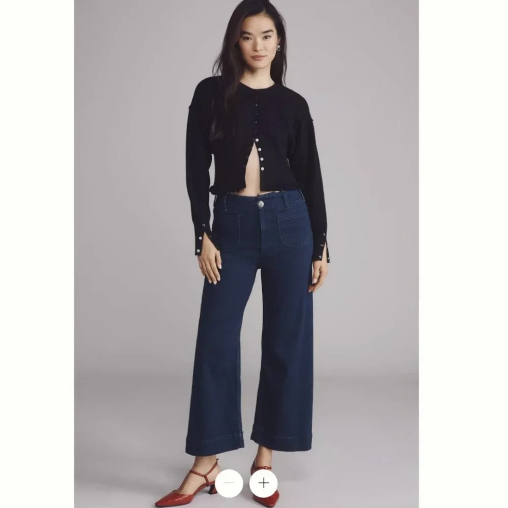 The Colette Crop High-Rise Wide-Leg Jeans by Maeve - Size 27 - Picture 1 of 5